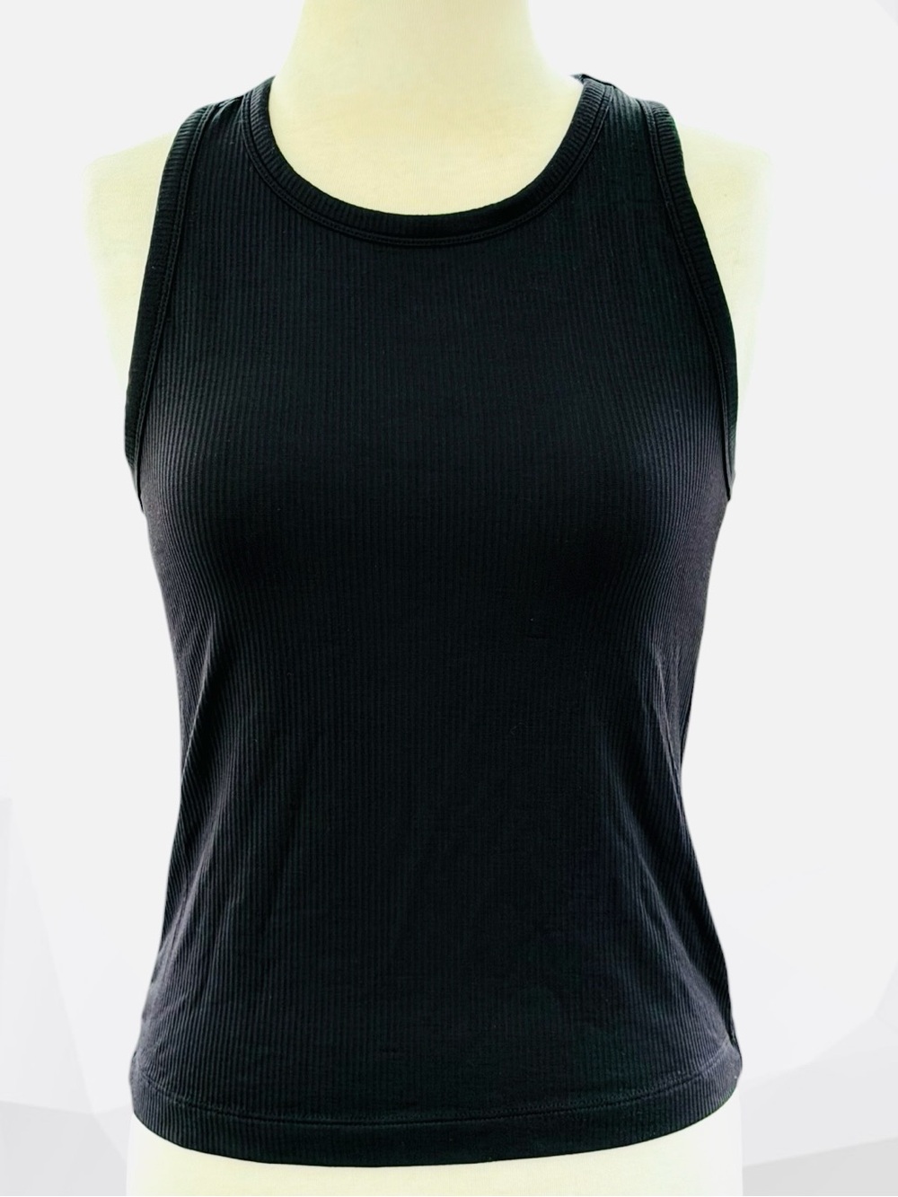 FLX Black Ribbed High Neck Performance Wear Racerback Tank Top ~ Women’s Medium
